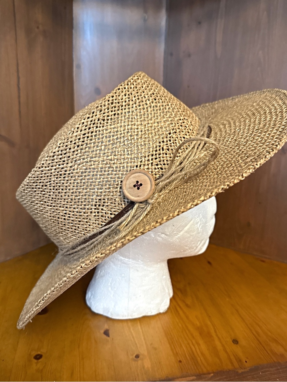 Stetson vintage DIY, embellished straw hat. OS